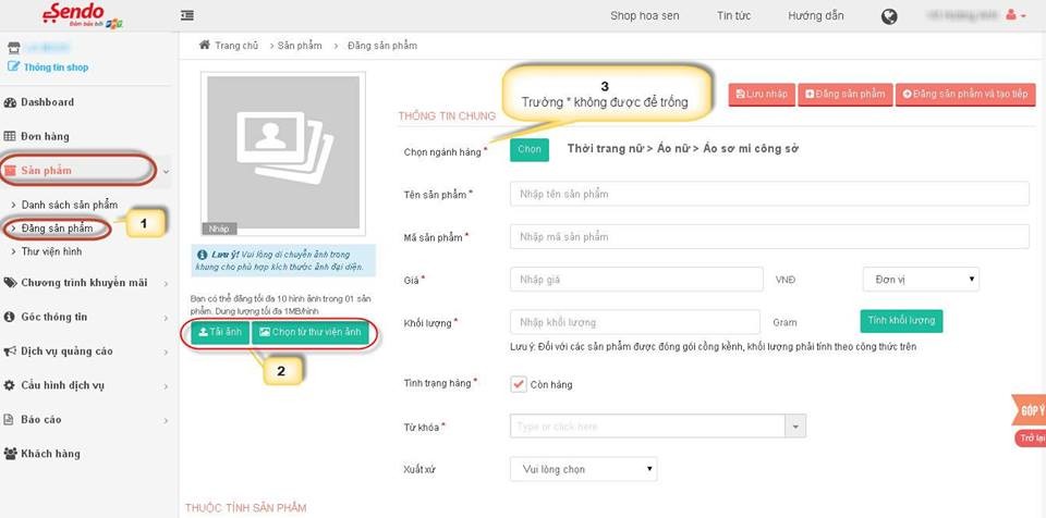 Đăng sản phẩm trên sendo